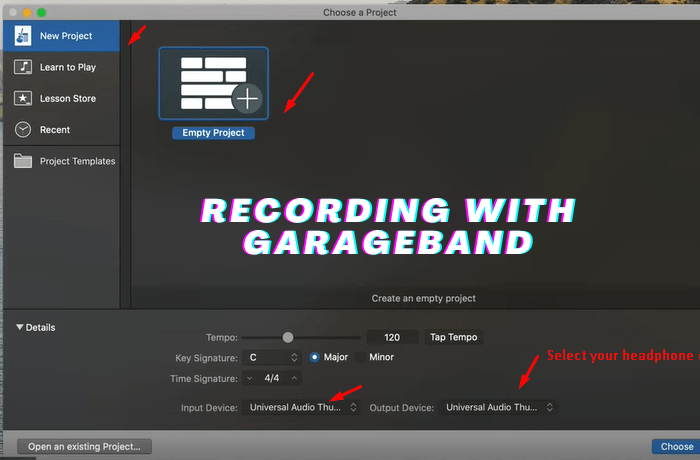 how to record garageband with built in mic