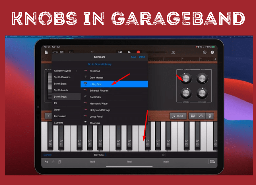 how to use Knobs in Garageband